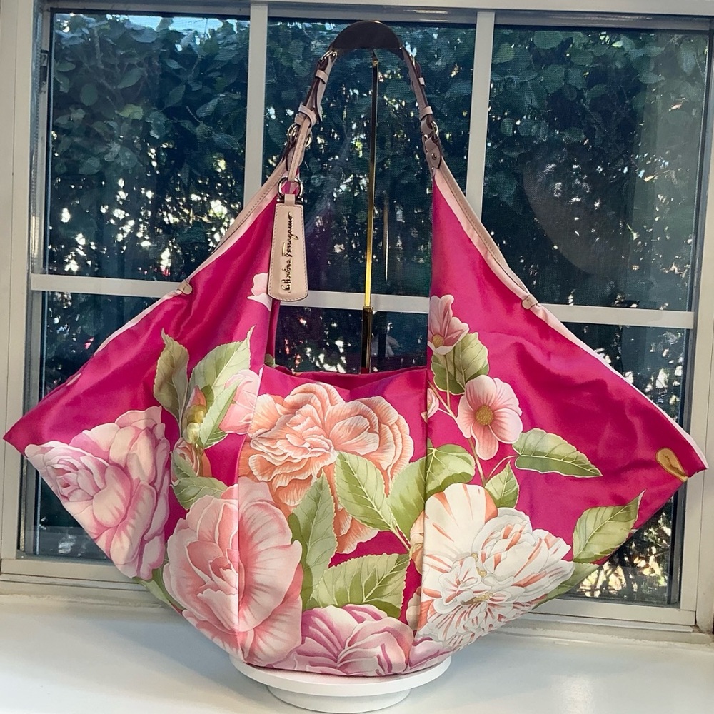 Rare Salvatore Ferragamo Floral Silk Tote – Like New